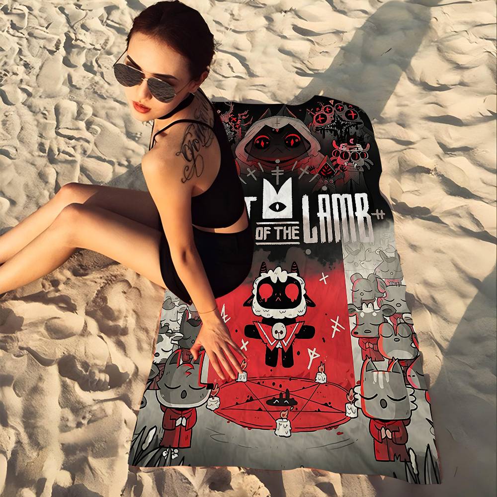 Game Cult Of The Lamb Microfiber Blanket Quick Drying Beach Towels Oversized Printing Super Absorbent Pool Towel Blanket