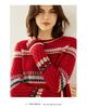 Women's Retro Jacquard Cashmere Knitwear: Color Block Round Neck for Autumn/Winter