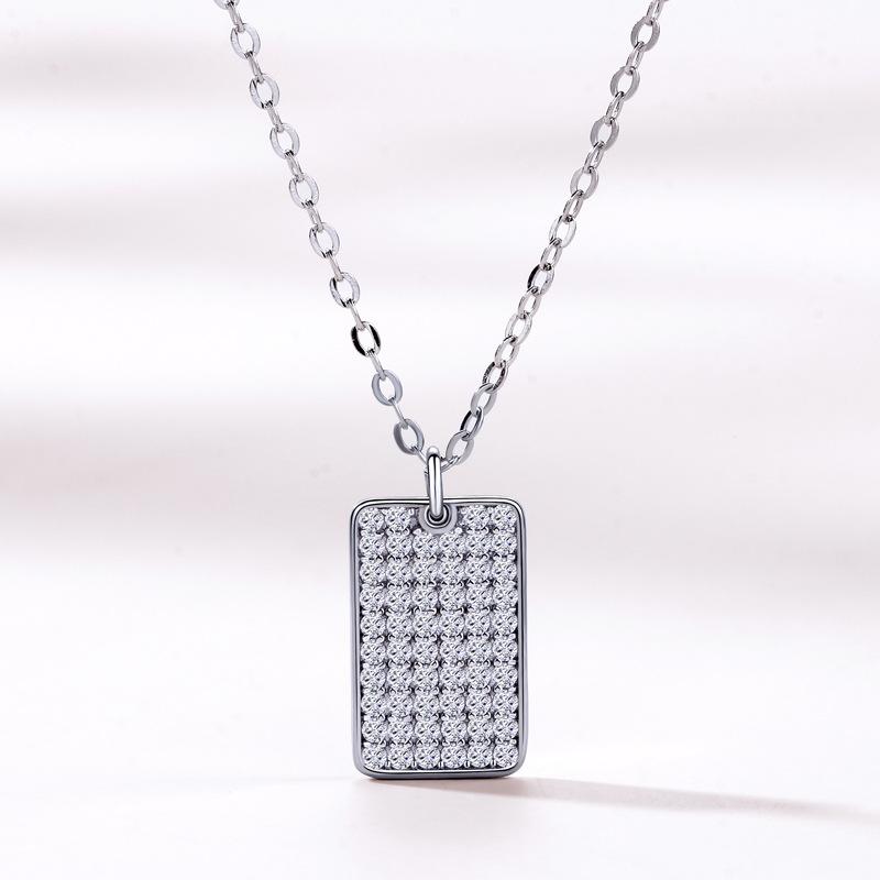 Korean fashion pendant with diamond square necklace Korean version of light luxury collarbone chain women's ins style jewelry