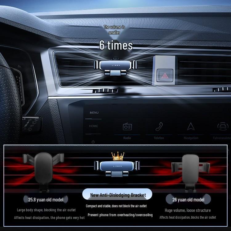 Li Sen 2025 Car Phone Holder: Anti-Shake Air Vent Bracket for Navigation