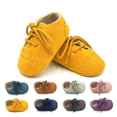 Neugeborene Kinder Weiche Sohle Wildleder Krabbelschuhe für Jungen und Mädchen Kleinkind Schnürschuhe für 0-18 Monate Erste Schritte Baby