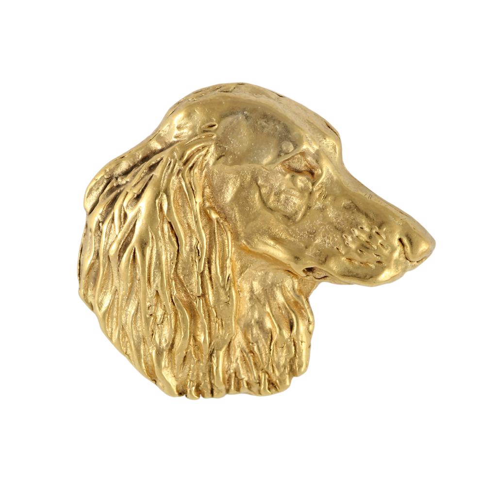 Dachshund V - Broche de cachorro em caixa decorativa, alfinete elegante banhado a ouro, alfinete de lapela da marca Art-Dog