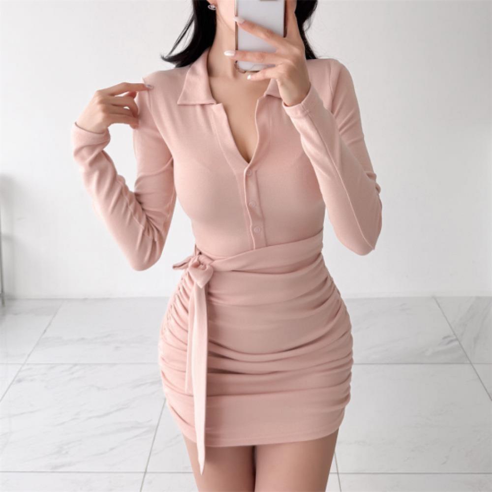 New Arrivals Open Run Women Sleeveless Open Collar Shirring Mini Dress