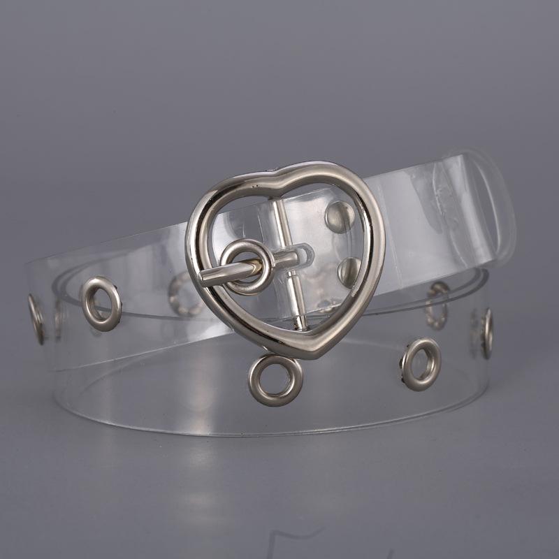 Student Transparent Plastic Belt Women'S Dress Decorated With Simple Love Round Buckle Belt Eight Styles