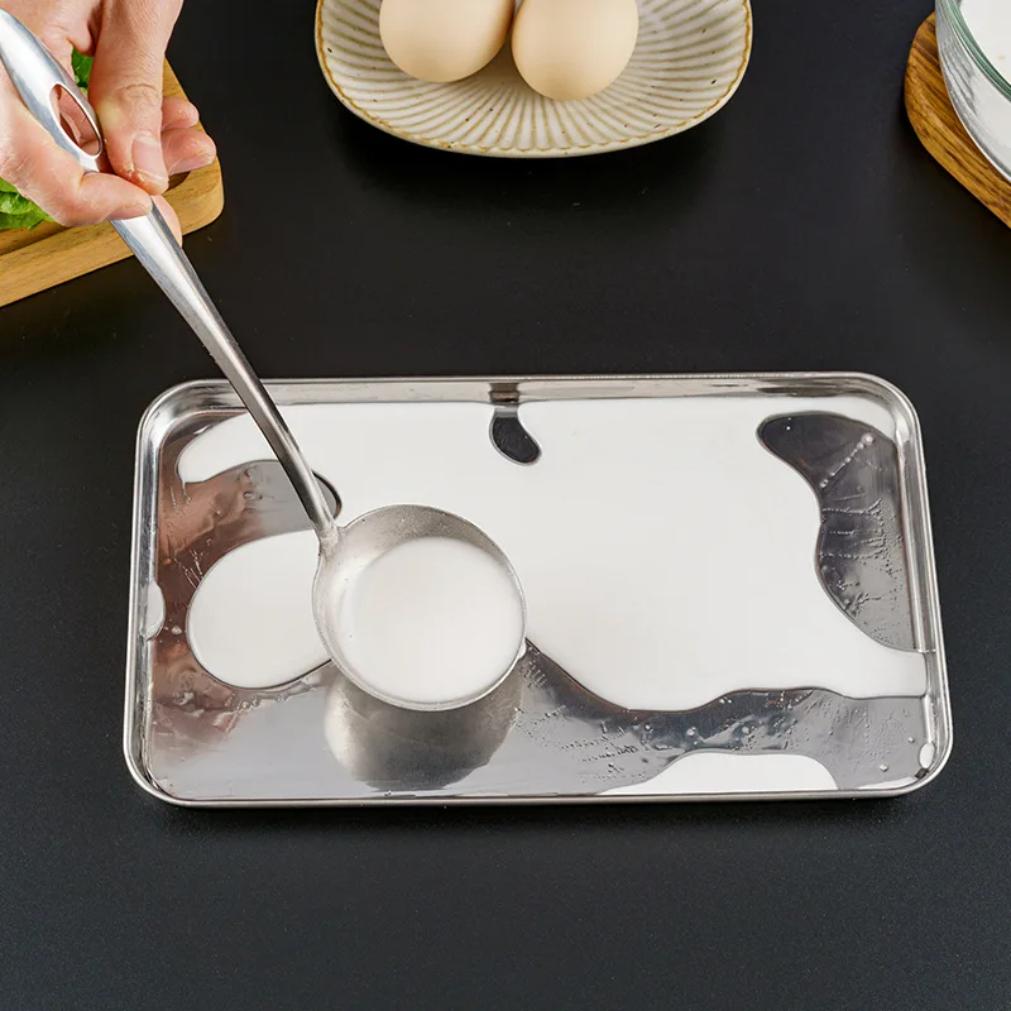 1PC Rectangle Stainless Steel Tray Food Serving Plate Buffet Presentation Pan for Rice Home Dishes Storage Kitchen Gadget