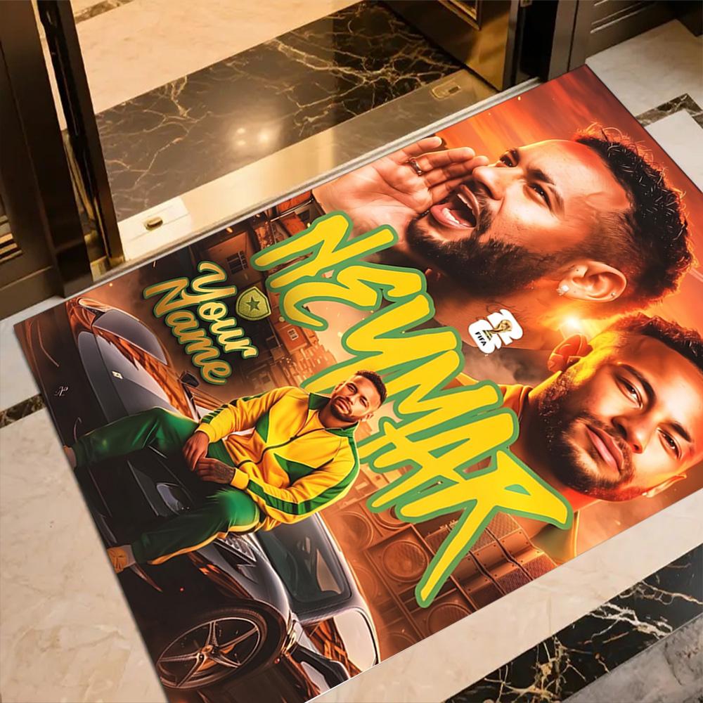 Neymar Träume Fußballlegende Personalisierbarer Namensbereich Teppich Design für Wohnheim Küche Esszimmer im Freien Rutschfester Teppich Büros Dekorieren
