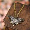 Vintage Boho Moth Pendant Necklace with Skull, Gift for Women, Daily Wear, All Seasons - Creative Halloween Gift
