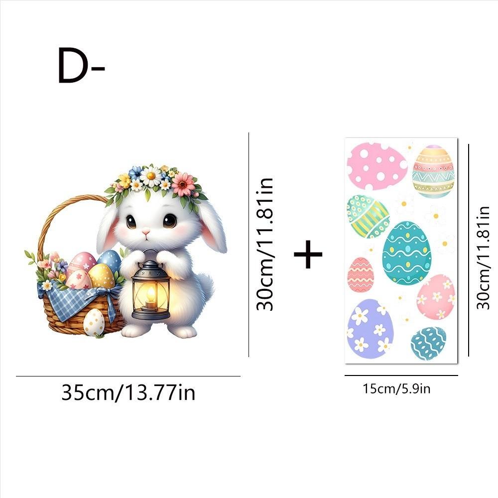 Self-Adhesive Flower Rabbit Sticker Easter Festival Party Sticker New Wall Decal  Glass Decoration