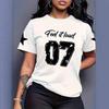 Comfortable Loose Fit Cotton Blend Crew Neck Short Sleeve Tee With 3D Print Design Women 2025