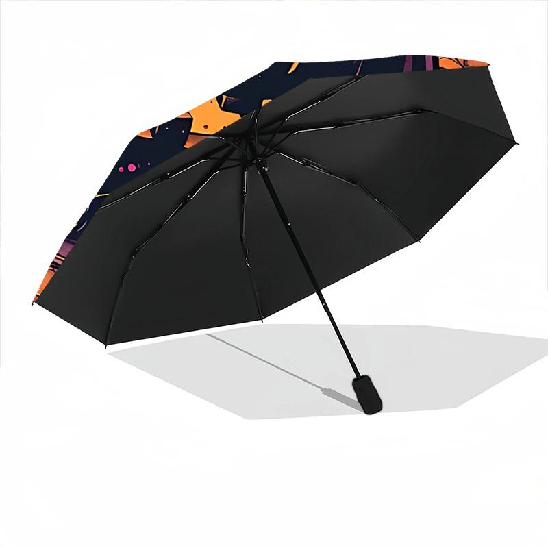 1pc Pumpkin Moon Automatic Folding Umbrella - Design, Durable Iron Frame for Travel, Outdoor, Beach Fashion Accessory A0920024