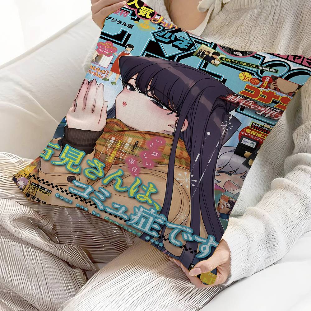 Anime Komi San Can't Communicate Pillow Gifts Home Office Furnishings Bedroom Sofa Car Cushion Cover Case 45x45cm