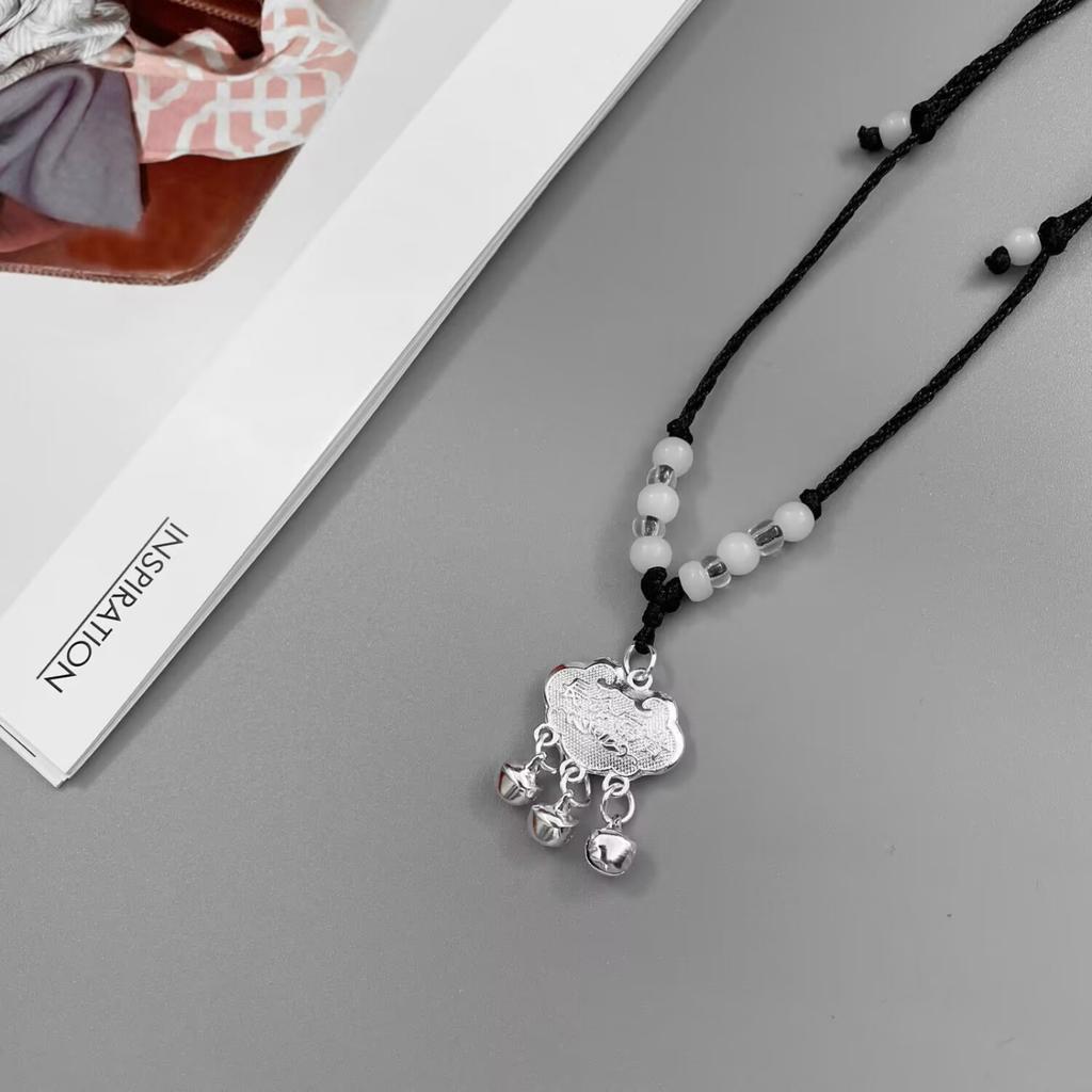 Minimalist Necklace for Women Adjustable Length Pendant Necklace with Beaded Cord and Small Charms Unique Design Lightweight Jewelry for Everyday Wear