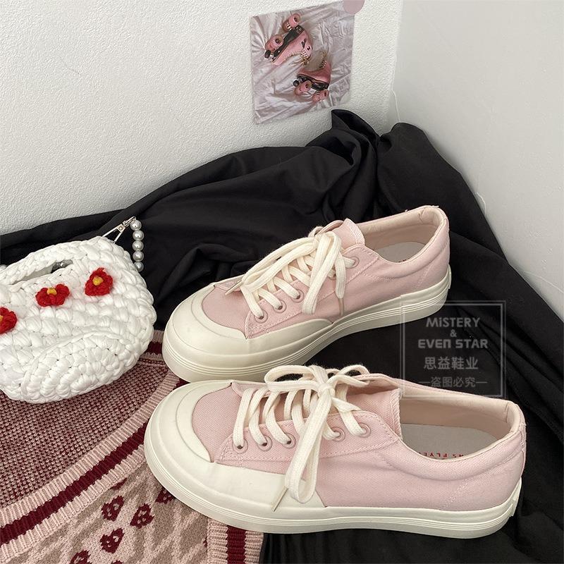 Pink platform heightening canvas shoes women's new trendy board shoes Hanhan big head shoes 501
