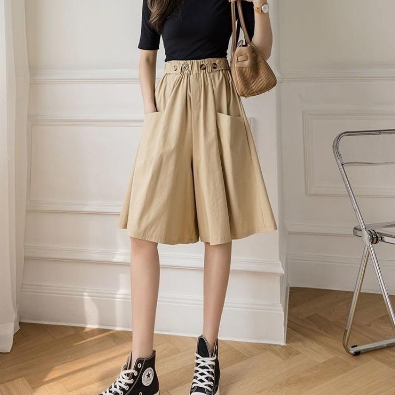 

Wide-leg pants skirt women s summer new high-waisted thin loose medium pants seven-point casual shorts five-point culottes m recommended 40-50kg