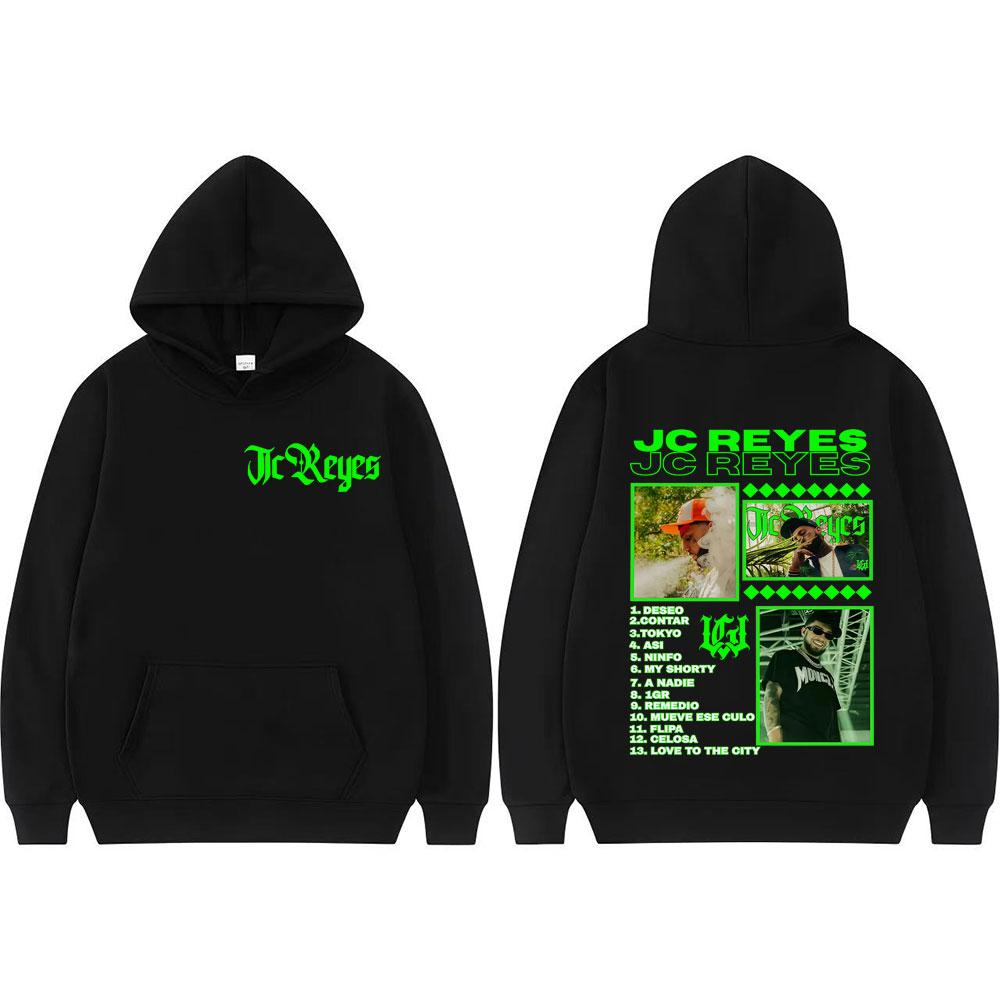Rapper Jc Reyes Album Tour 2025 Mikiny s oboustranným potiskem Pánská móda Vintage Hip Hopová mikina Dlouhý rukáv Nadrozměrná mikina