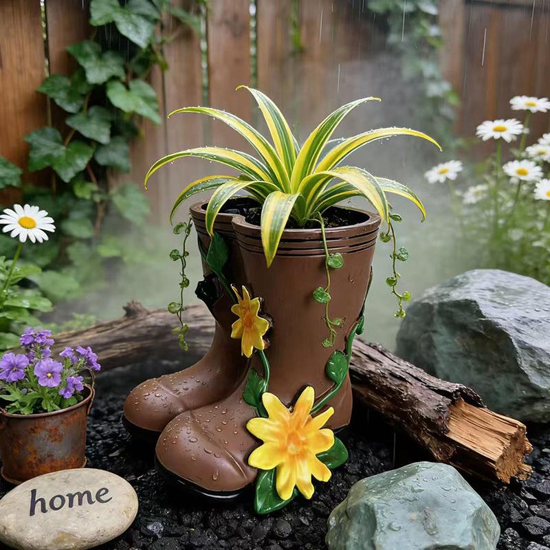 Creative Rain Boots Shape Flower Pot Green Plant Planting Pot Outdoor Courtyard Garden Balcony Flower Pot Flower Decoration