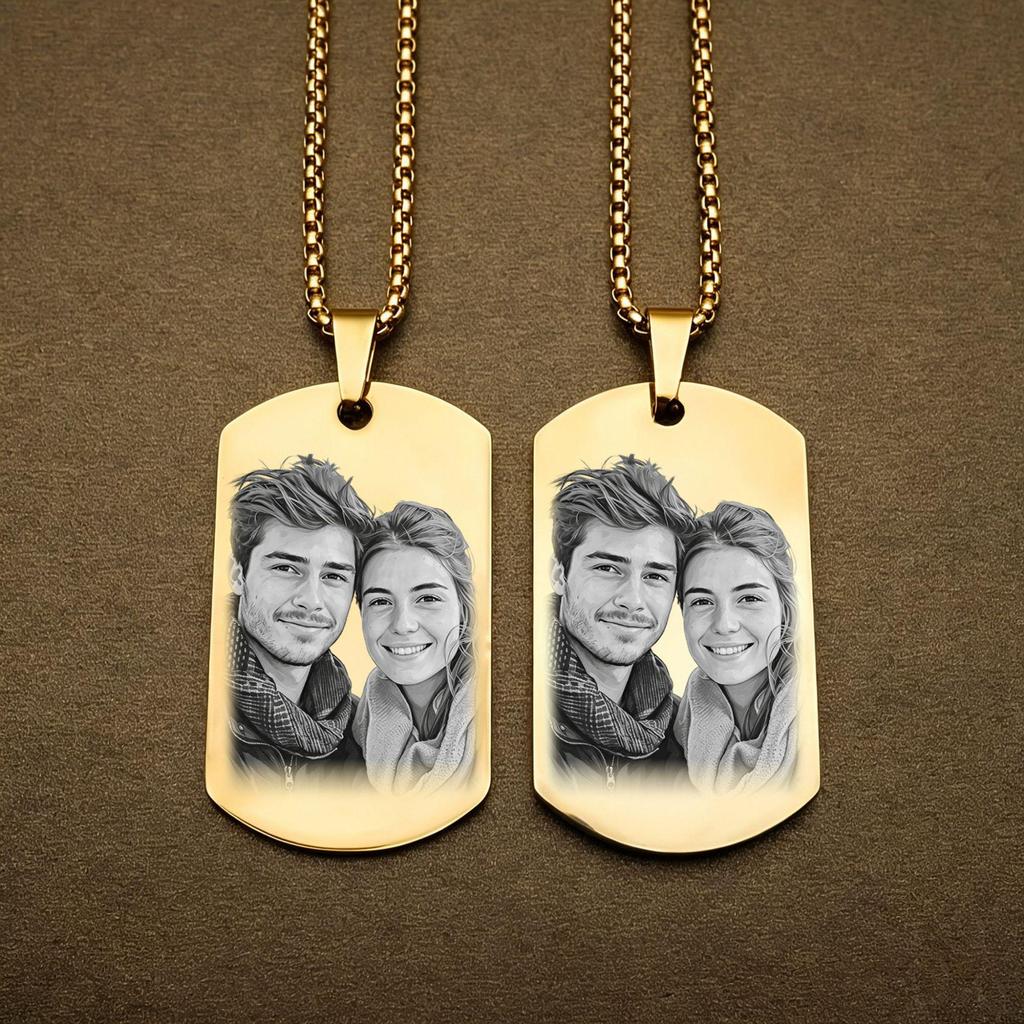 Stainless Steel Black Dog Tag Necklace - Trendy Hip Hop Style for Men & Women, Custom Engravable Titanium Steel Jewelry.