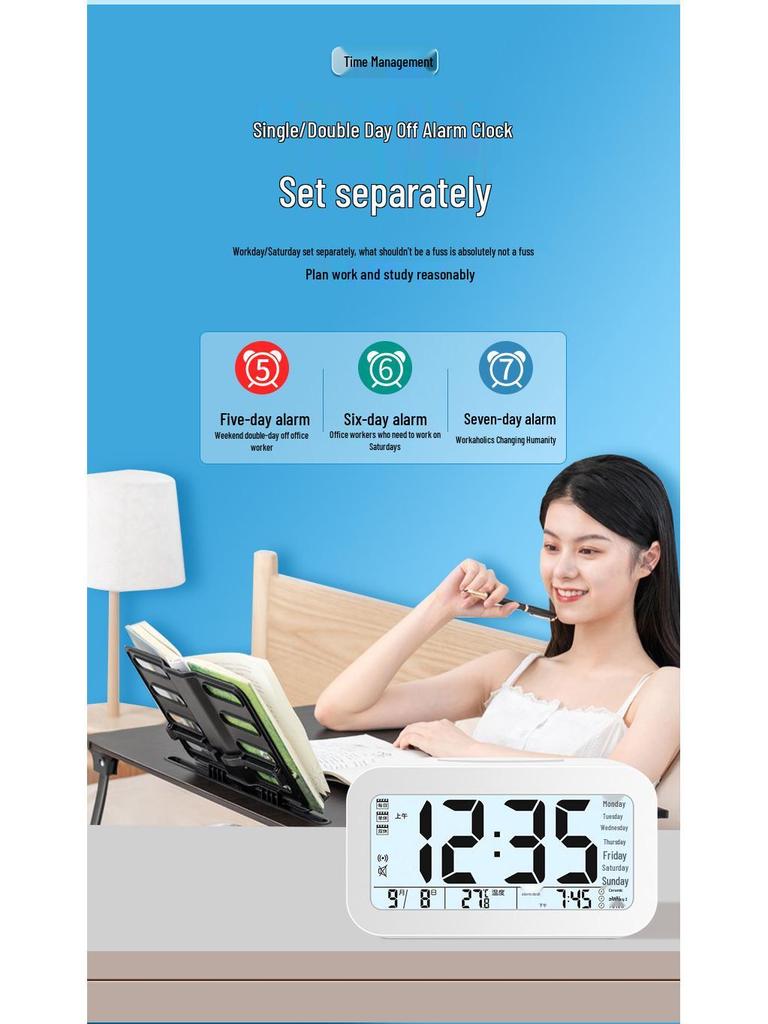 2024 Luminous Silent Smart Alarm Clock for Students & Kids - Electronic, Rechargeable, Ideal Wake-Up Aid
