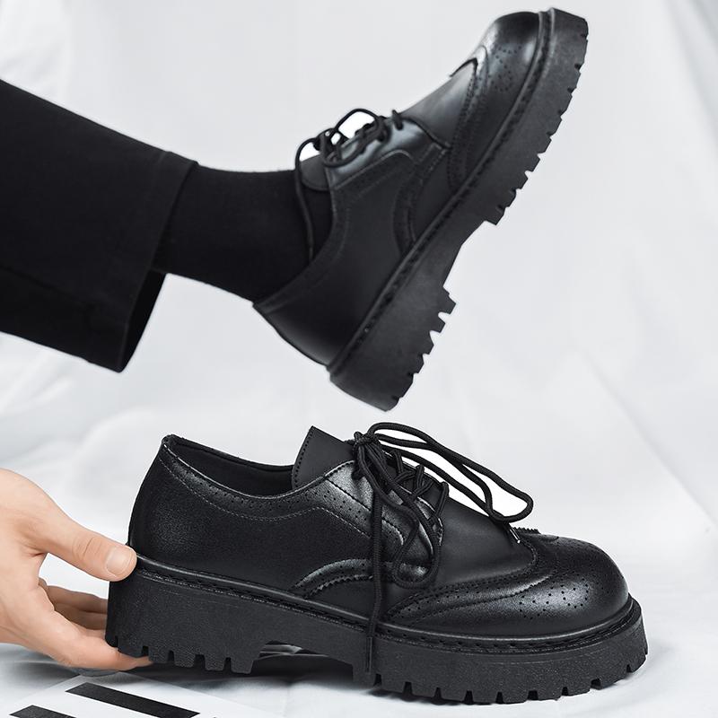 English-style Casual Casual Shoes Thick-soled Height-increasing Derby Shoes Simple Fashion Low-top Men's Shoes Zapatillas Hombre