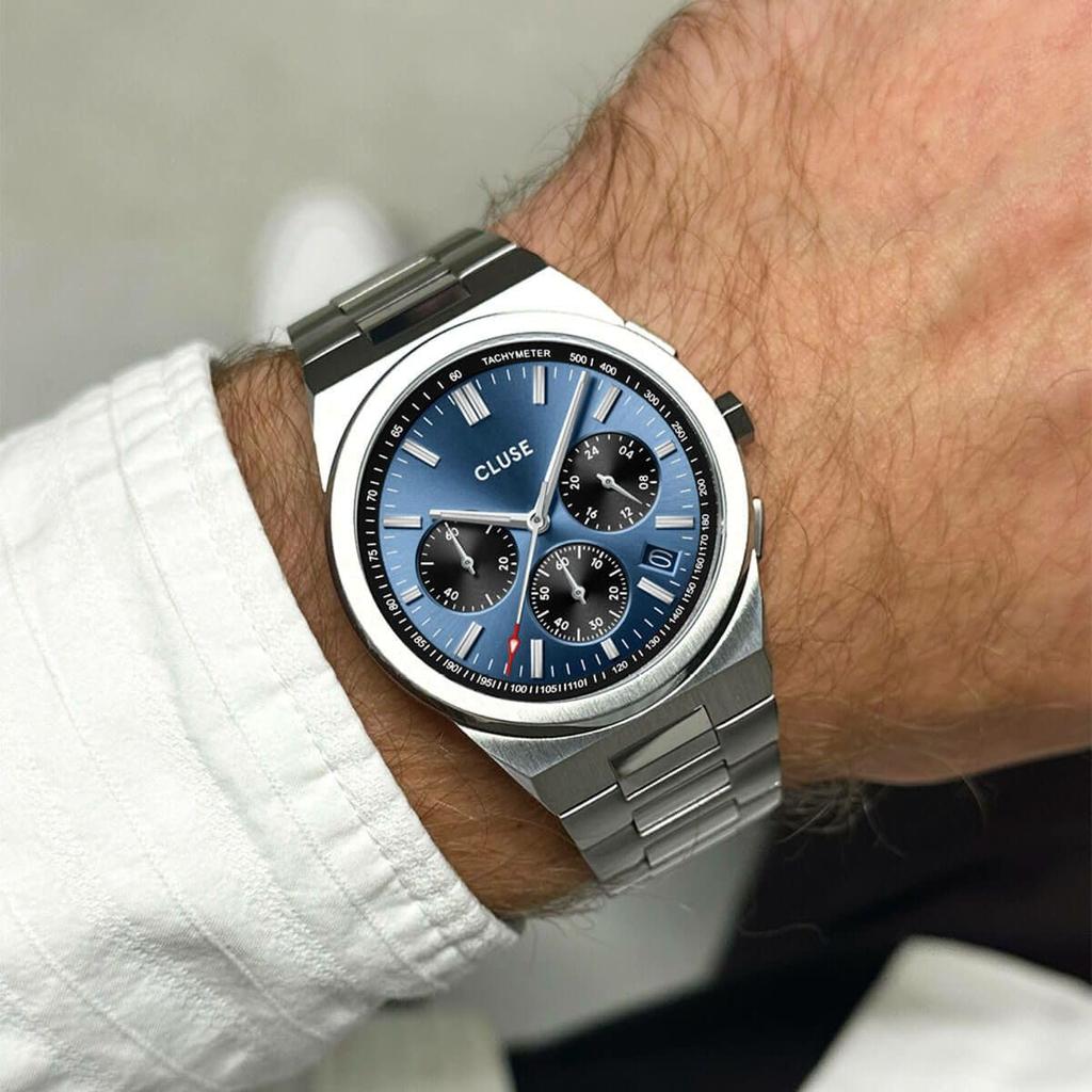 Authorized Dealer [CLUSE] Cluse Watch Men's CW20805 Vigroo Chrono Dark Blue/Silver
