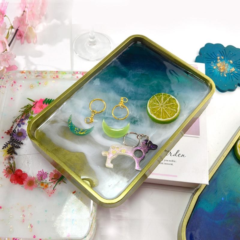 2Pcs Epoxy Resin Molds Big & Small Tray Silicone Molds DIY Jewelry Display Tray Ornament Tool for DIY Resin Home Decor
