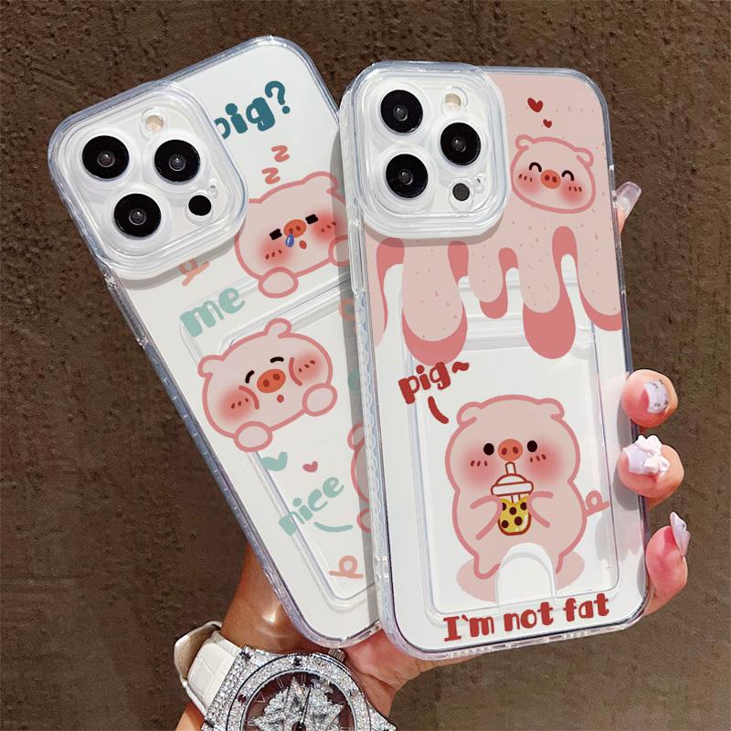 Card Slot Holder Silicone Wallet Pocket Case For Xiaomi Redmi Note 12 13 Honor Smart 90 Oppo A18 A38 A58 Samsung S23 S24 S25 Cover Clear Phone Bumper