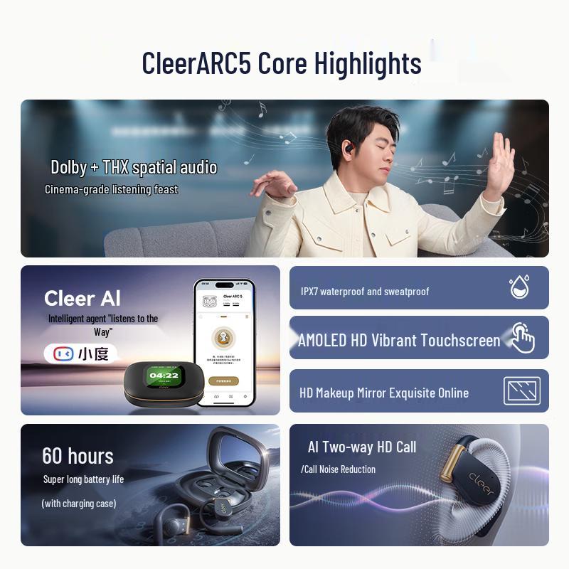 cleer ARC 5 Open-Ear AI Smart Sport Headphones with Dolby Audio