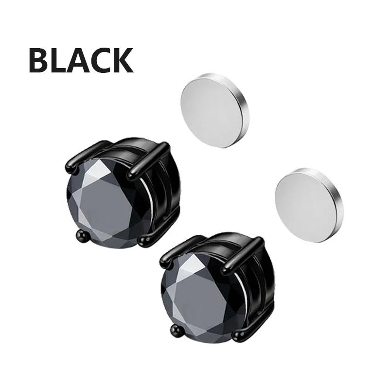 1 pár pánských módních ušních dírek s magnetem zirkonem z nerezové oceli s falešnými náušnicemi, unisex, nenapichovací náušnice