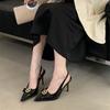 2025 Summer New High Heels Thin Heel Pointed French Temperament Bow Light Mouth Empty Women's Sandals