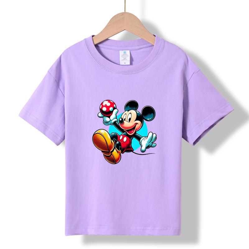 XH13 MINISO 2026 Summer New Printed Cotton Round Neck T-shirt for Children Aged 1-16, Boys and Girls