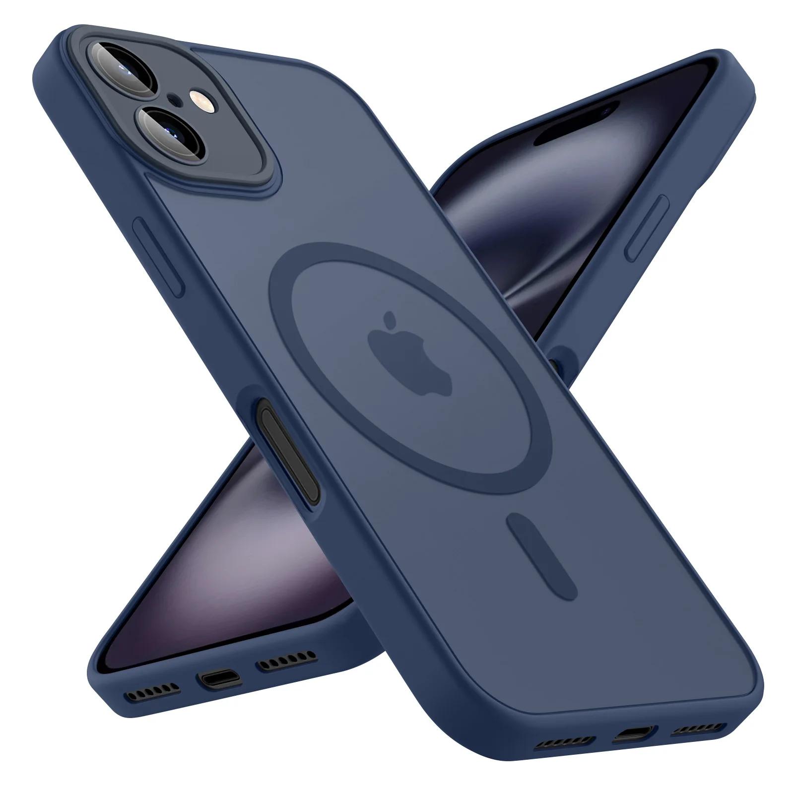 

Розкішний матовий чохол для телефону для iPhone 17 16 15 14 13 12 11 Pro Max 16 15 Plus 17 Air Для Magsafe Матовий прозорий магнітний чохол For iPhone 16e