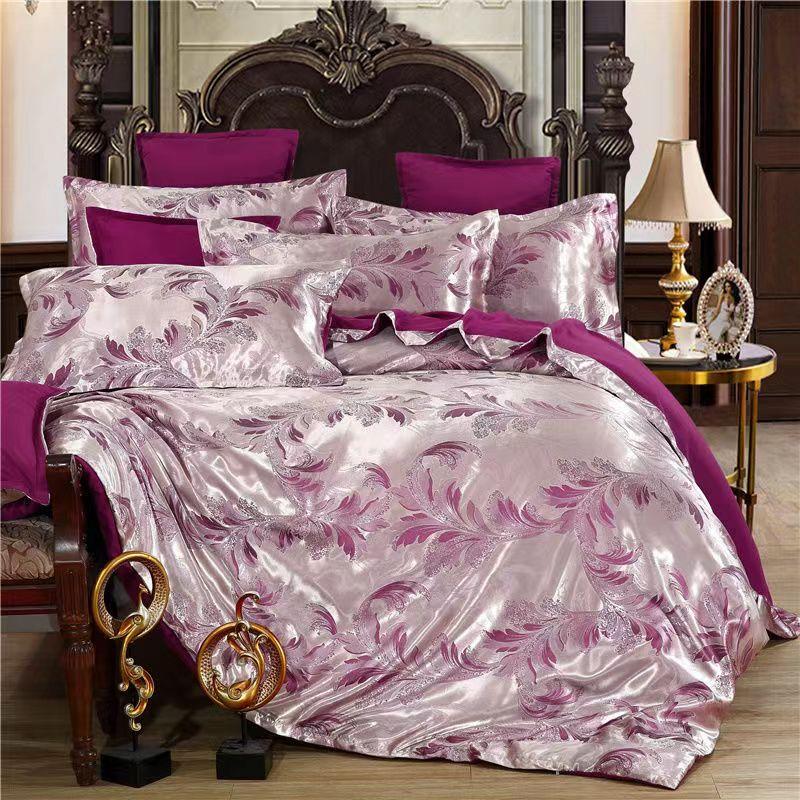4pcs/set  Luxurious and Comfortable Bedding Set  Soft Silk Duvet Cover  Bed Sheet Pillowcase Set