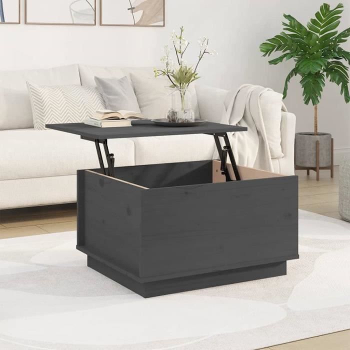 813417 vidaXL Table basse Gris 60x50x35 cm Bois massif de pin