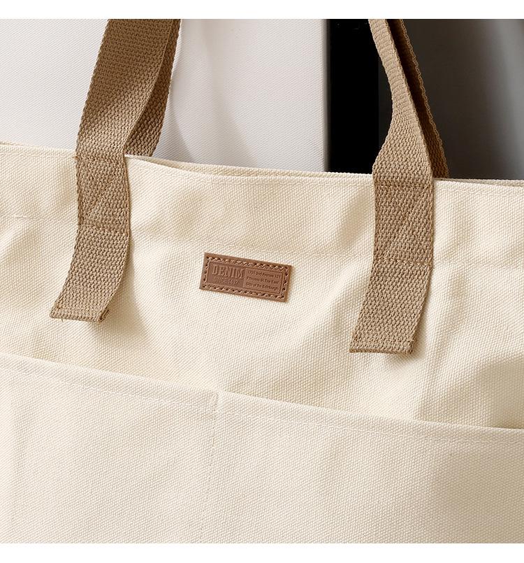 Spacious Canvas Crossbody Bag for College Students - Versatile Korean & Japanese Style