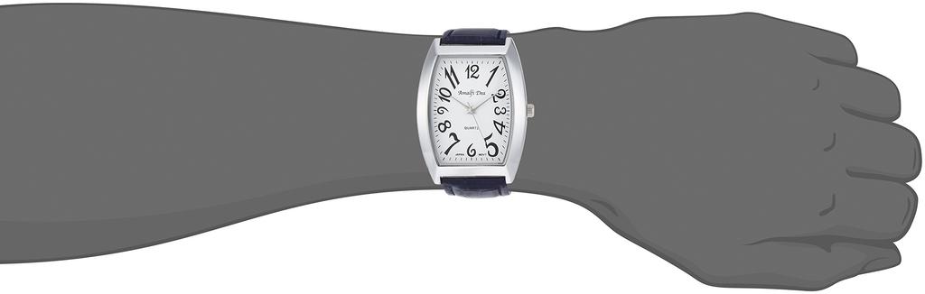 ALIAS Analog Men's Watch, Tonneau Case, Waterproof Leather Strap, A35M28, Navy