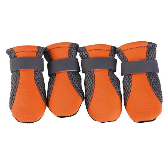 4 Stück Haustier-Hundeschuhe, rutschfeste, weiche Sohle, atmungsaktives Mesh, verstellbare Riemen, Stiefel