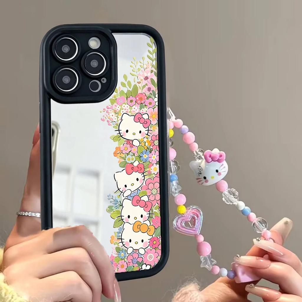 Mirror Makeup Flower Hello Kitty Bracelet Chain Casing For OnePlus 15 13 13T NORD CE 6 5 4 2 3 Lite ACE 3 2 12 11 10R 8T 5G Case