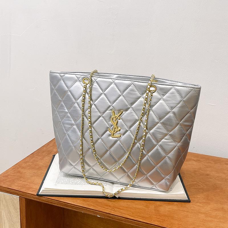 Diamond Lattice Women's Autumn Bag - Korean Style Large Capacity Chain Shoulder Bag for Work Commute