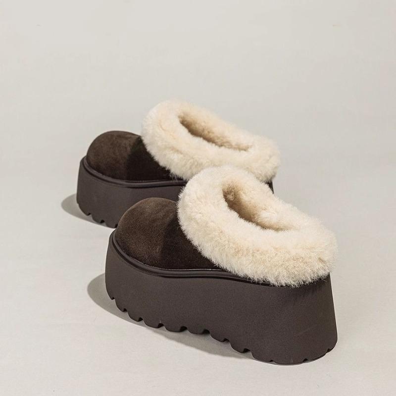 

Нові жіночі туфлі на товстій підошві з закритим носком, флісові теплі снігові чоботи та бавовняні туфлі, що збільшують зріст 38 кавовий