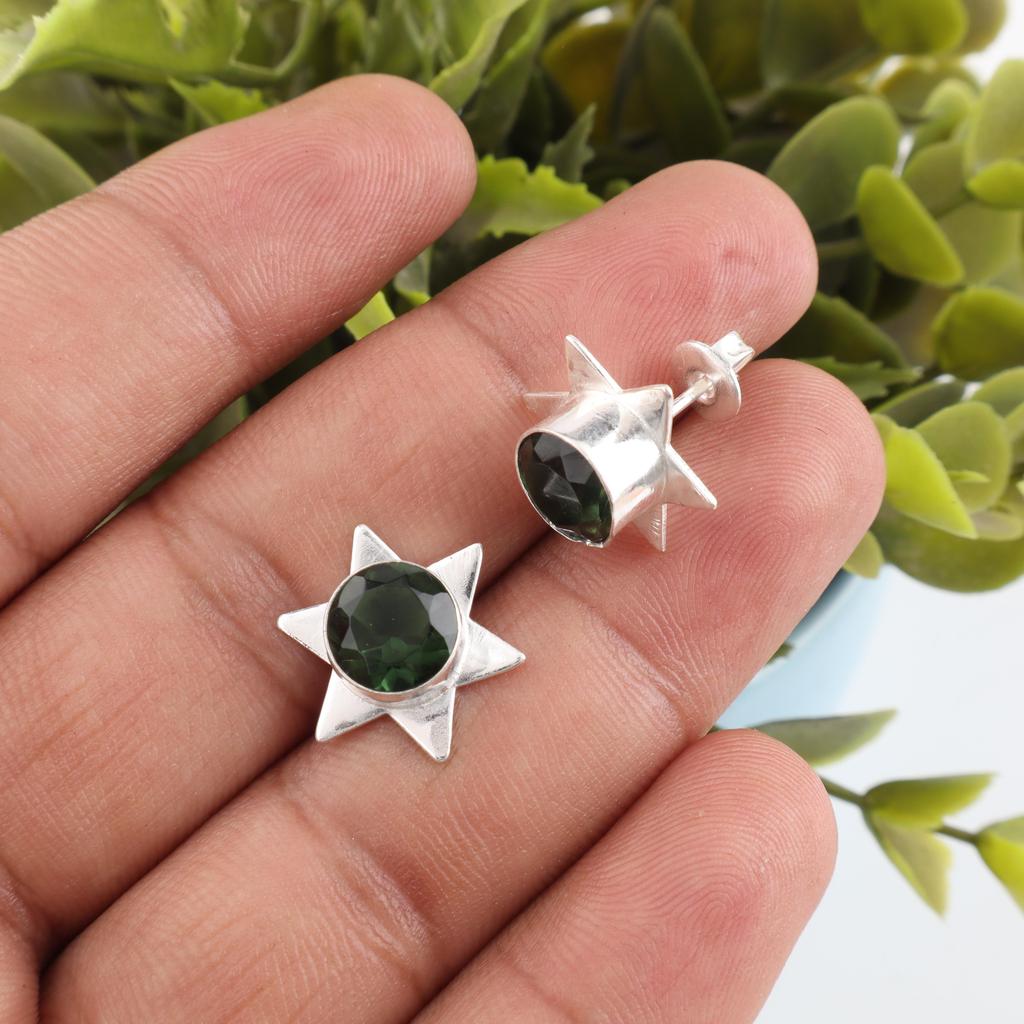 Green Tourmaline Gemstone Jewelry, 925 Solid Sterling Silver Earring, Amazing Tourmaline Earring, Handmade Designer Jewelry For Women