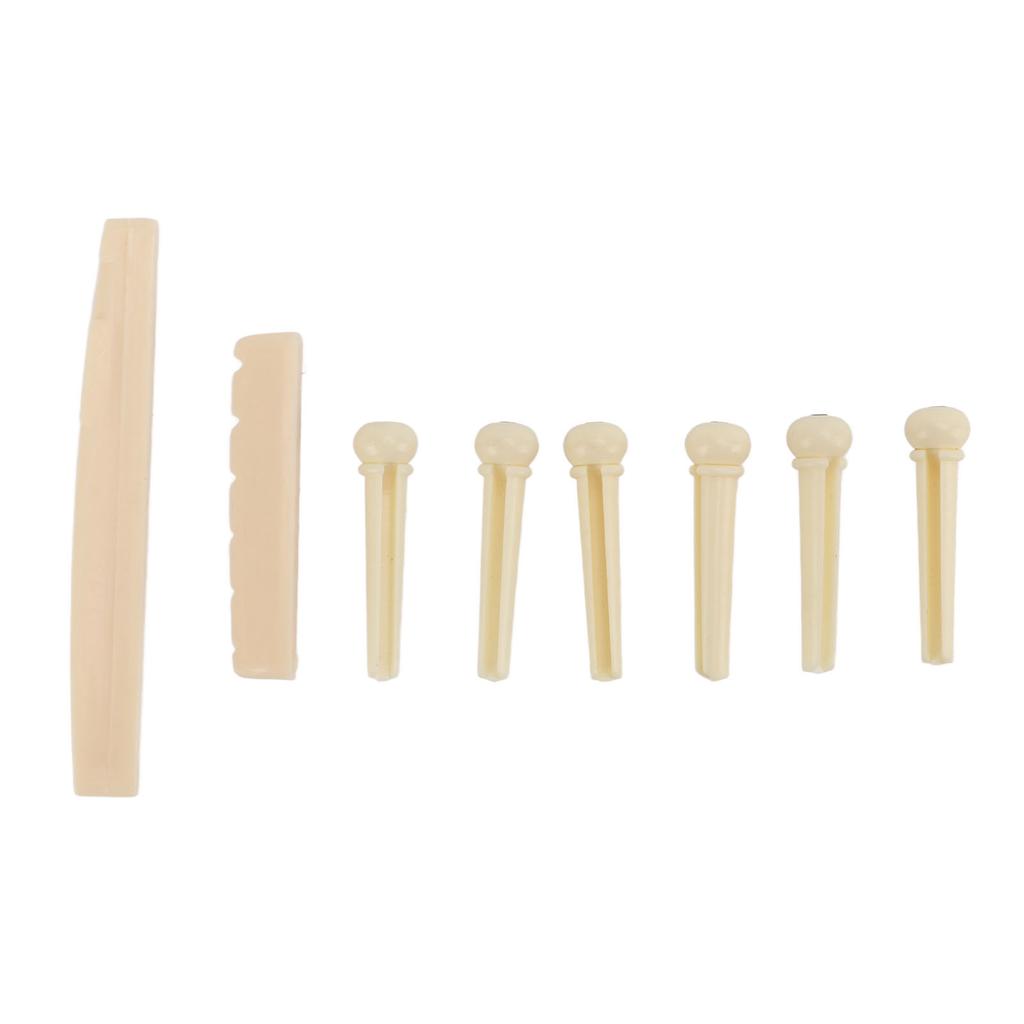 Folk Guitar Nut Saddle ABS with 6pcs Bridge Pin Instrument Accessory Set Kit for Replacement