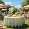 84 Inches Disposable Tablecloth Oil-proof Reusable Round Tablecloth Wrinkle-Free Waterproof Gingham Tablecloth Family Gathering