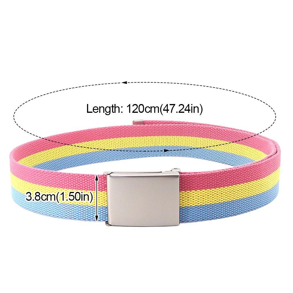 120cm Metel Buckle Belt Colorful Waistband Fashion Canvas Belt  Unisex