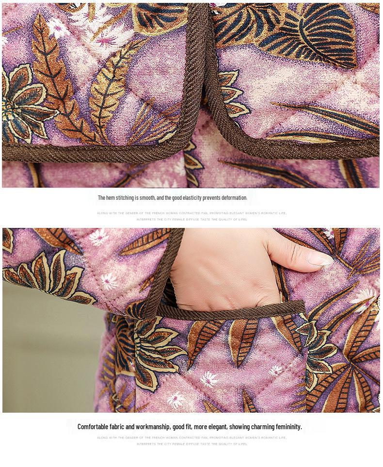 Velvet-Lined Winter Cotton Coat & Pants Set for Moms
