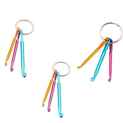 3Sizes/set Fashion DIY Multicolour Crochet Hooks Aluminum Keychain Knitting Needles