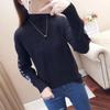 Women's Fall/Winter Korean-Style Versatile Half-Turtleneck Long-Sleeve Knit Sweater—Fitted Embroidered Sweater