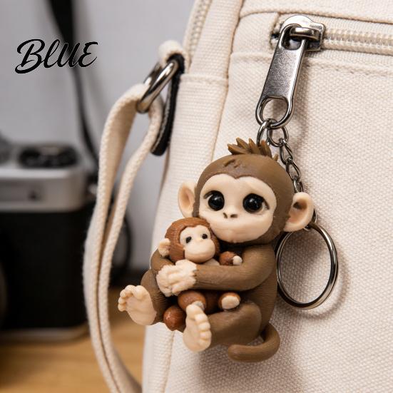 Bedroom Tabletop Decor 3D Printed Monkey Keychain Cute Holding Plush Toy Hanging Backpack Charm for Car Keys Gift Kids Adults Lightweight