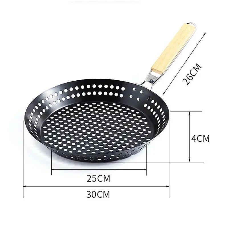 

Большой размер из нержавеющей стали с антипригарным покрытием, складной поднос для гриля для барбекю, открытый кемпинг, овощной поднос для блинов, говядины, круглая корзина для гриля