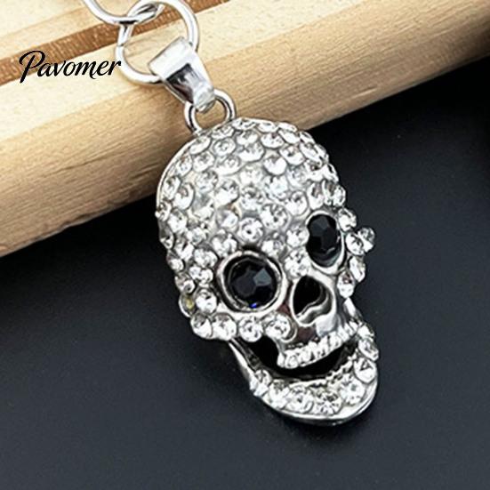 Sparkling Skull Keychain Bling Rhinestone Keychain, Halloween Gothic Car Key Ring Keyring Pendant, Handbags Backpacks Purse Charm Accessory