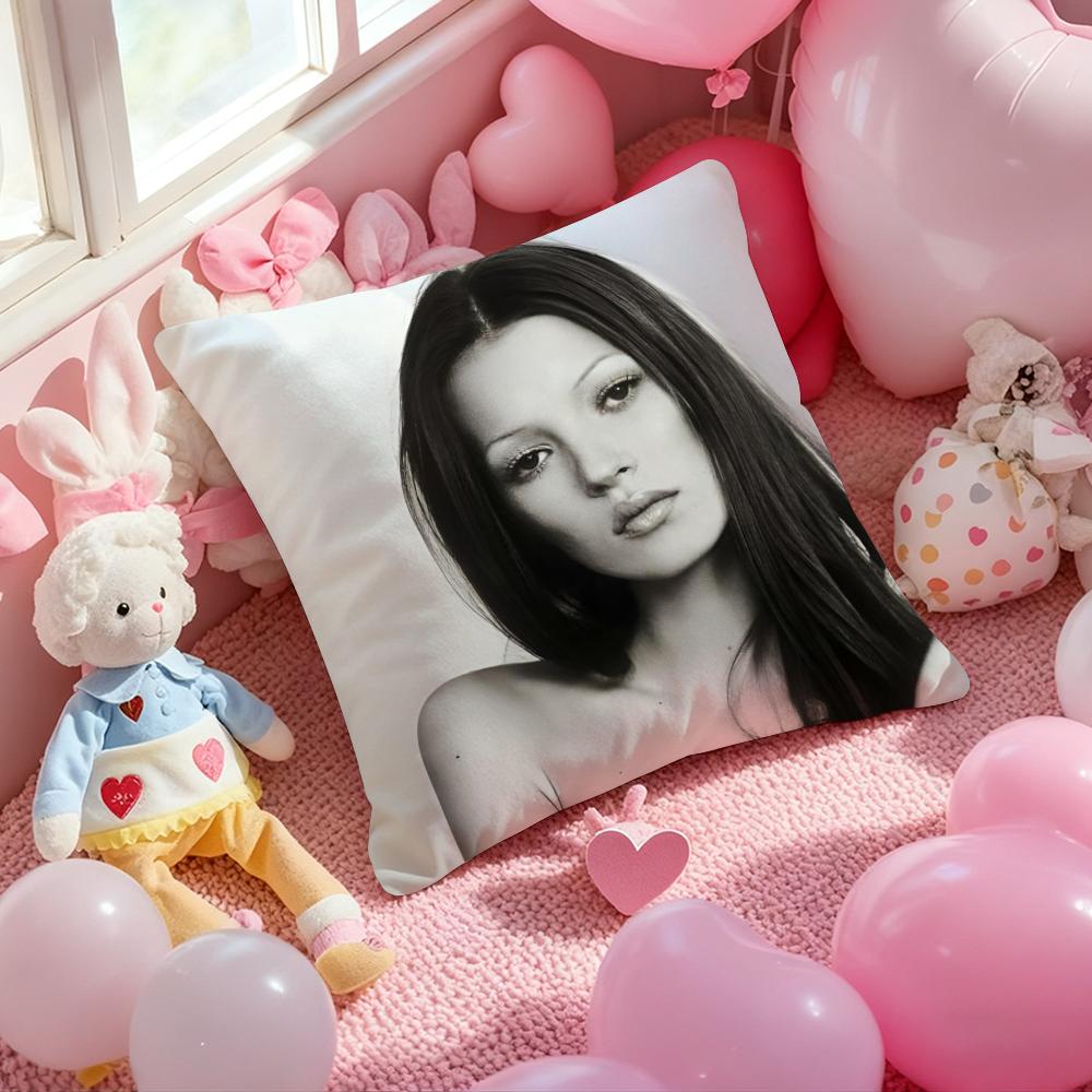 Модная современная актриса К-Кейт Мосс Наволочка с принтом узора Подушка для гостиной Дивана и Декор спальни 12x12Inch